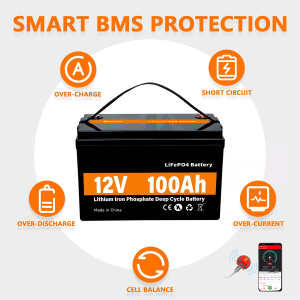 LiFePO4 saulės energijos akumuliacinė galia 12V 100Ah